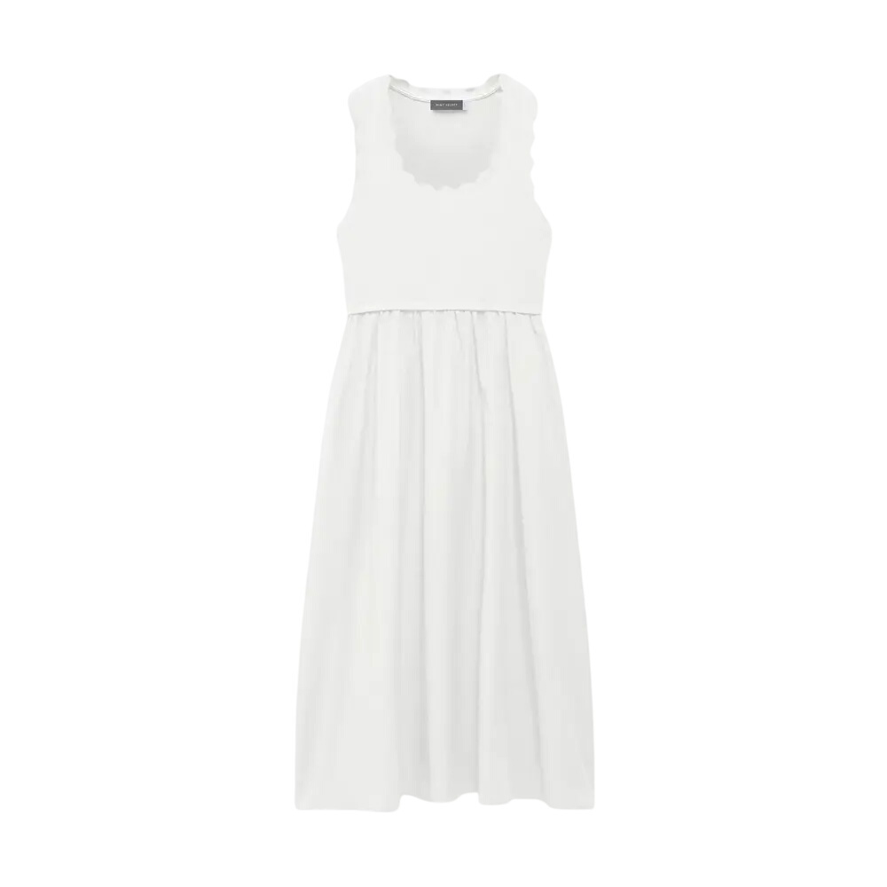 Mint Velvet White Scallop Trim Midi Dress